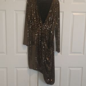 Black/Gold Midi Dress